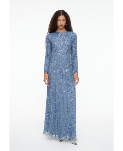 Maryisa Women's Modest Embellished Sequin Beaded Dress Maxi With Elegant design