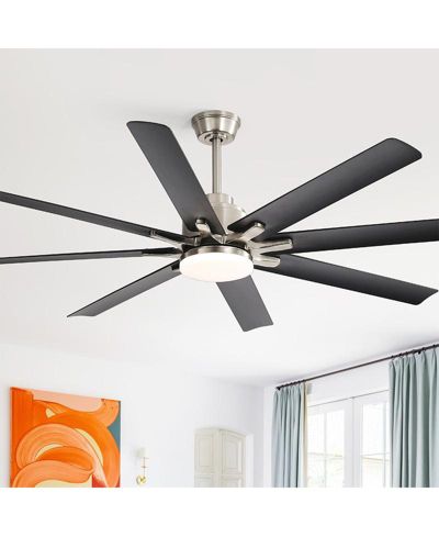 52-inch Modern Exquisite Sand Nickel 8-Blade Ceiling Fans with Adjustable Led Lights and Intelligent Remote Control