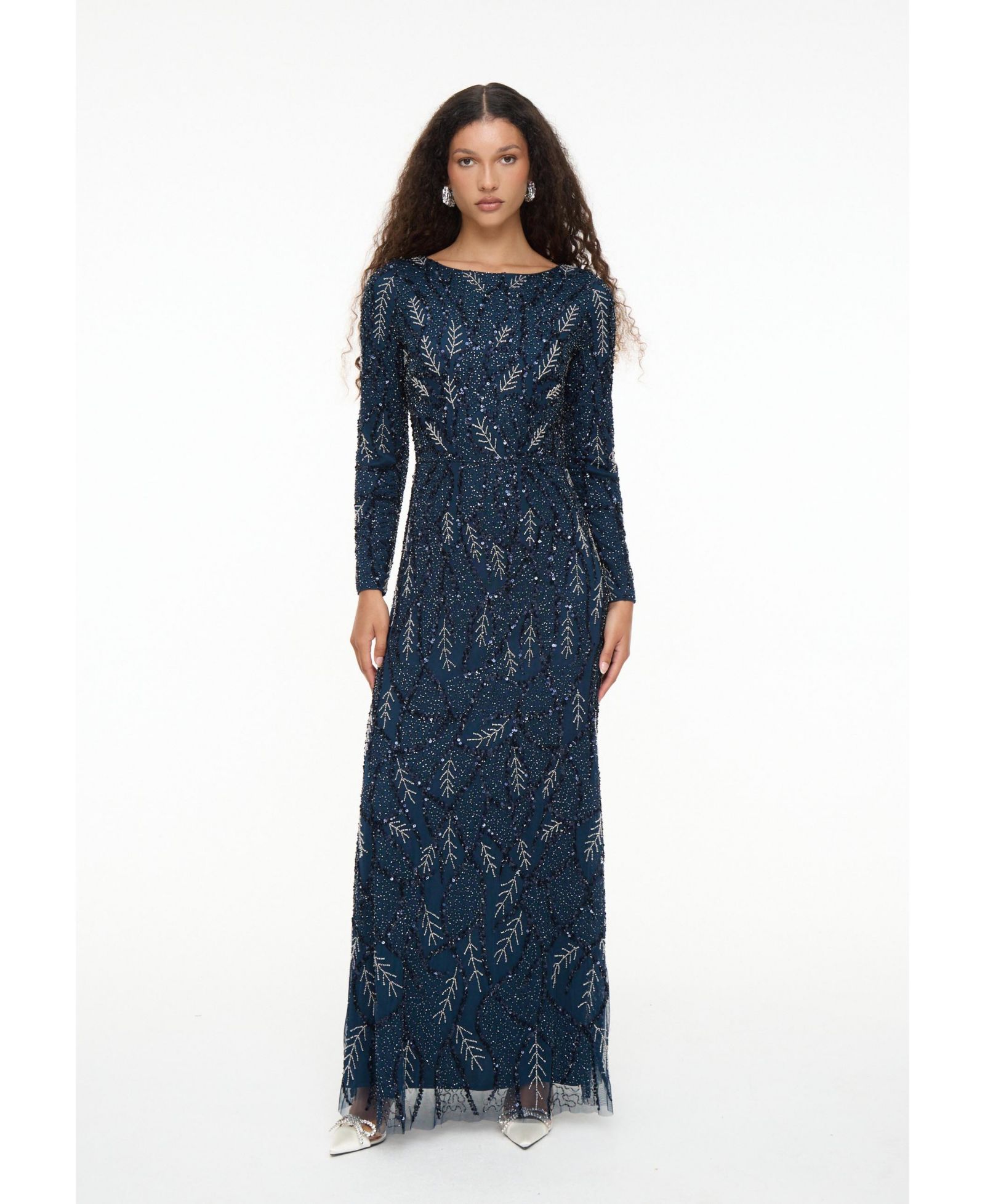 Женское вечернее платье Maryisa Modest Embellished Sequin Beaded Maxi