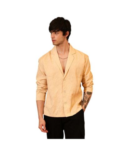 Мужская рубашка оверсайз Campus Sutra Buff Beige Quad-Tactile