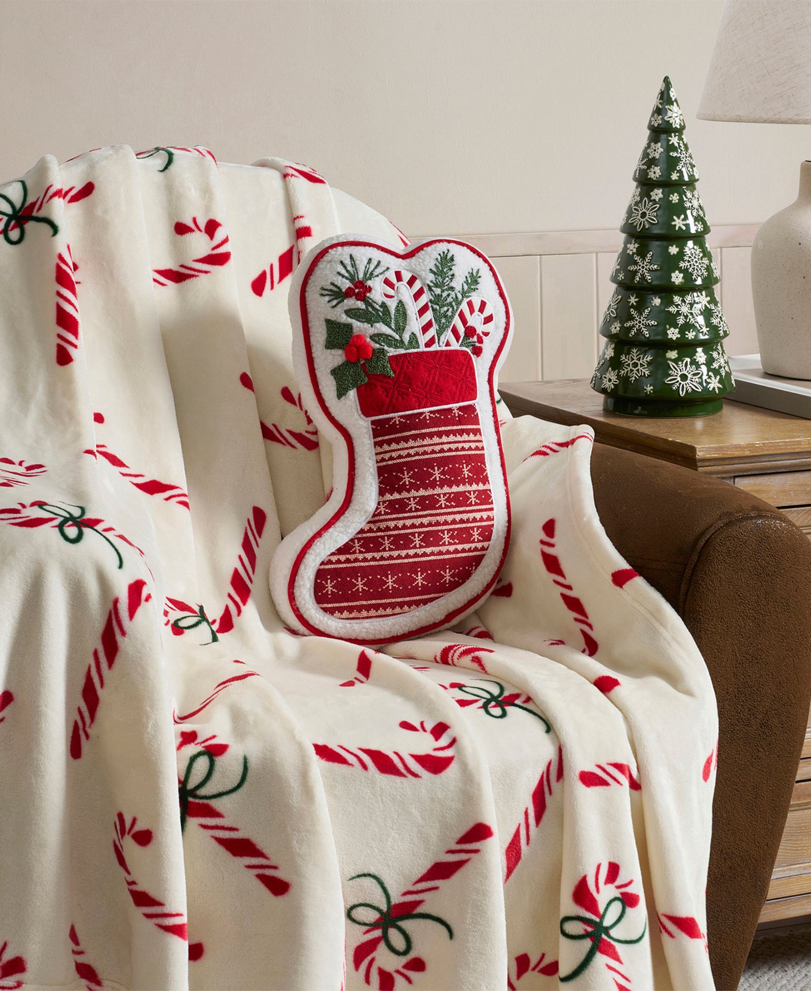 Hallmark Stocking Shaped Holiday Decorative Pillow, 8" x 16"