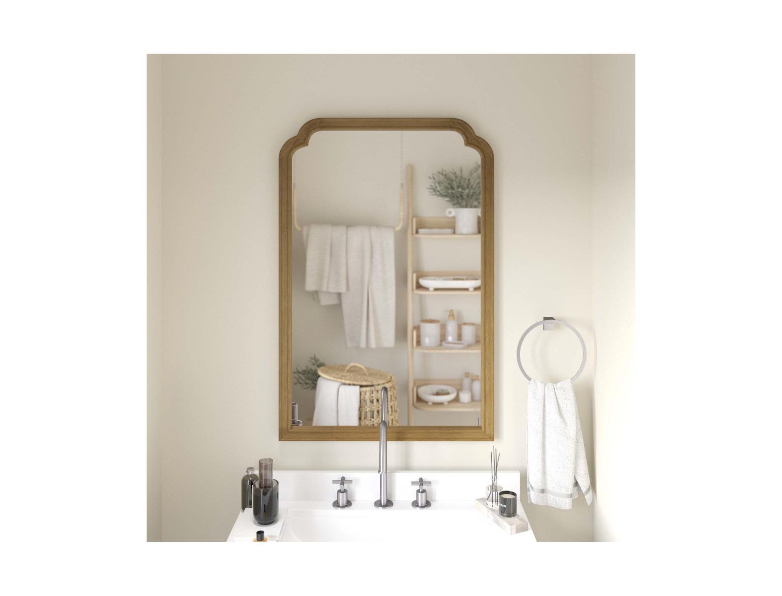EMMA+OLIVER Julien Wall Mirror with Solid Wood Frame and Silver Backed Glass for Clarity for Entryways, Dining Rooms & More