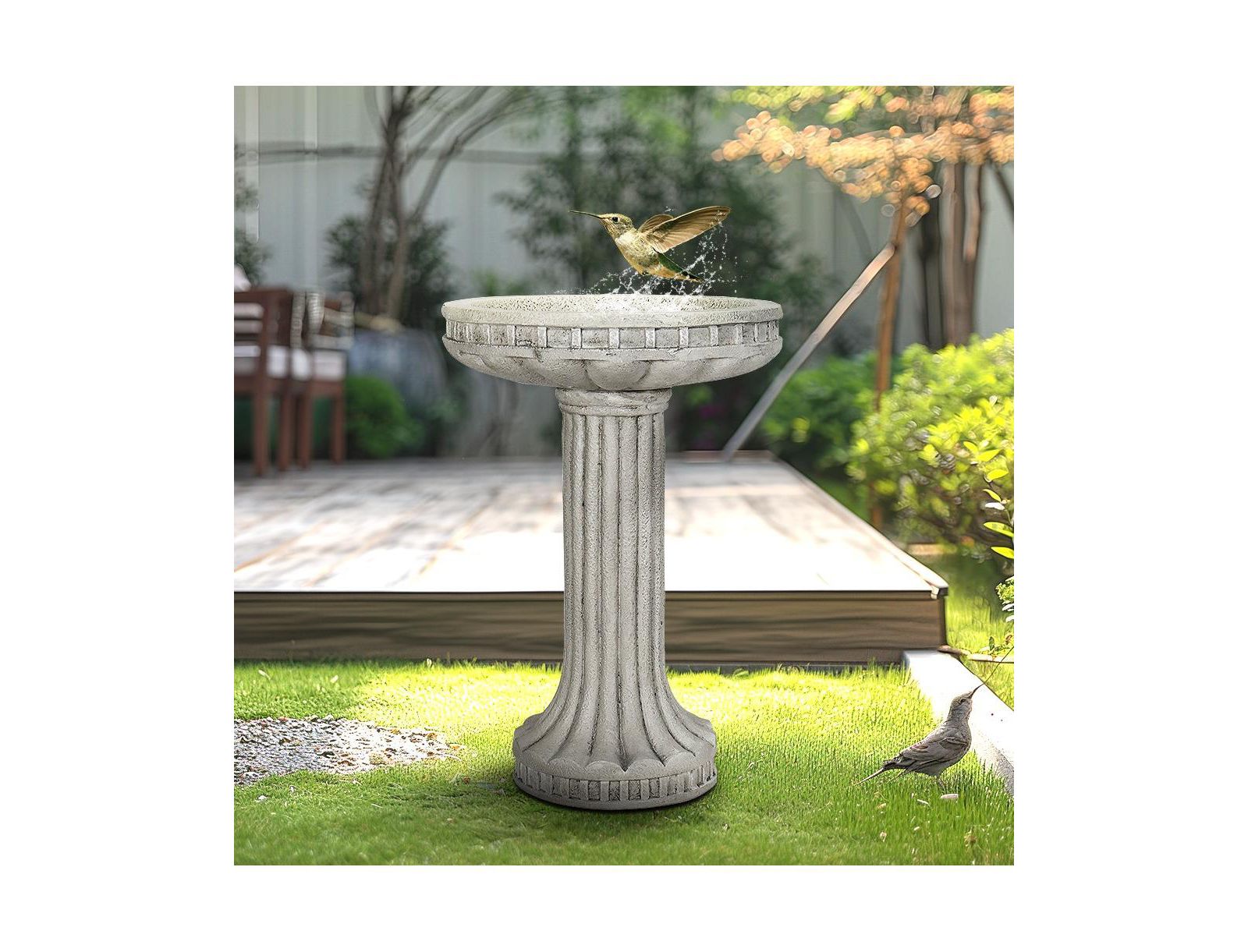 SunJet садовая поилка для птиц 24 Inch Height из армированного бетона с современной подставкой