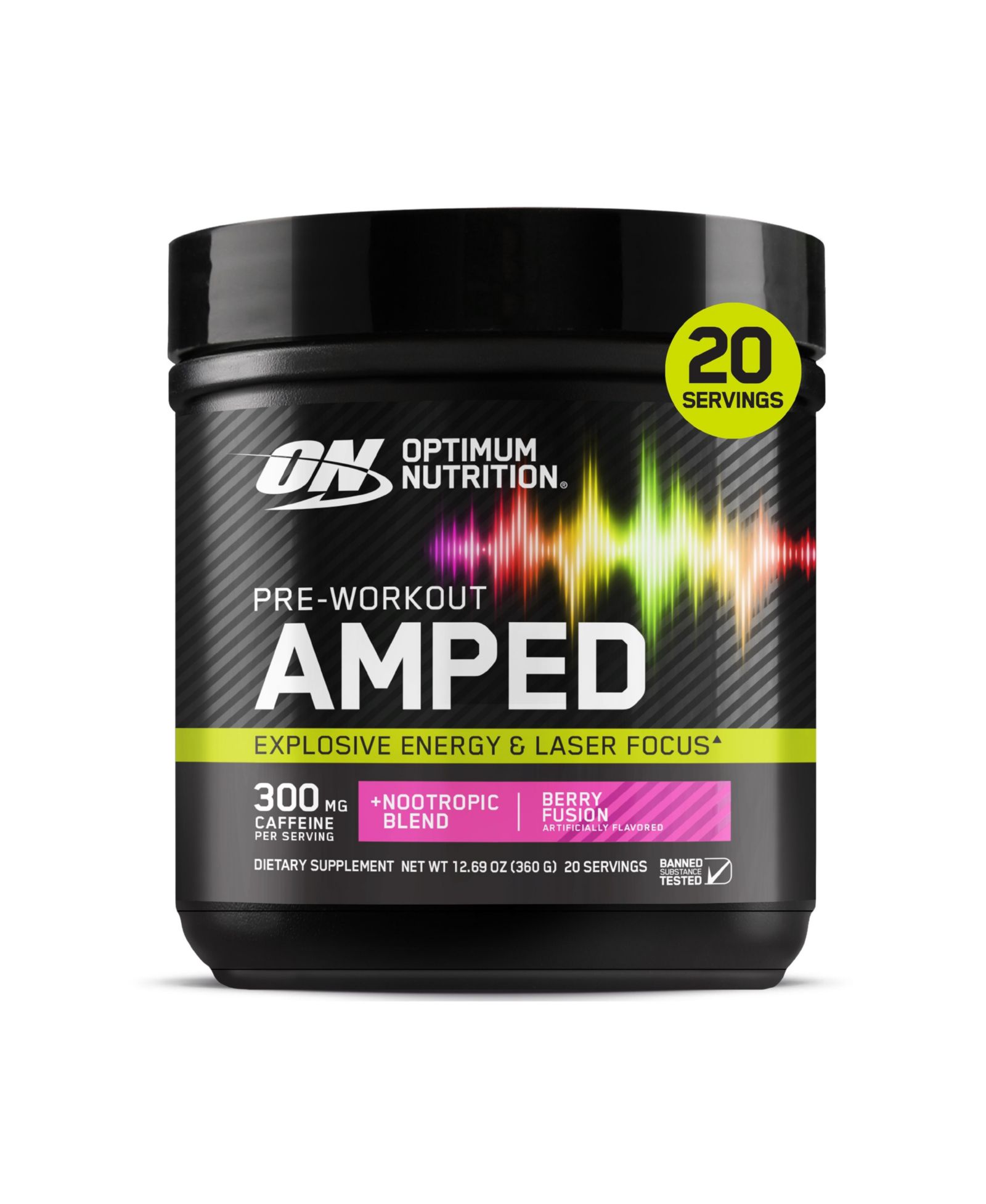 Спортивная добавка Optimum Nutrition Pre-Workout Amped Powder, Berry Fusion