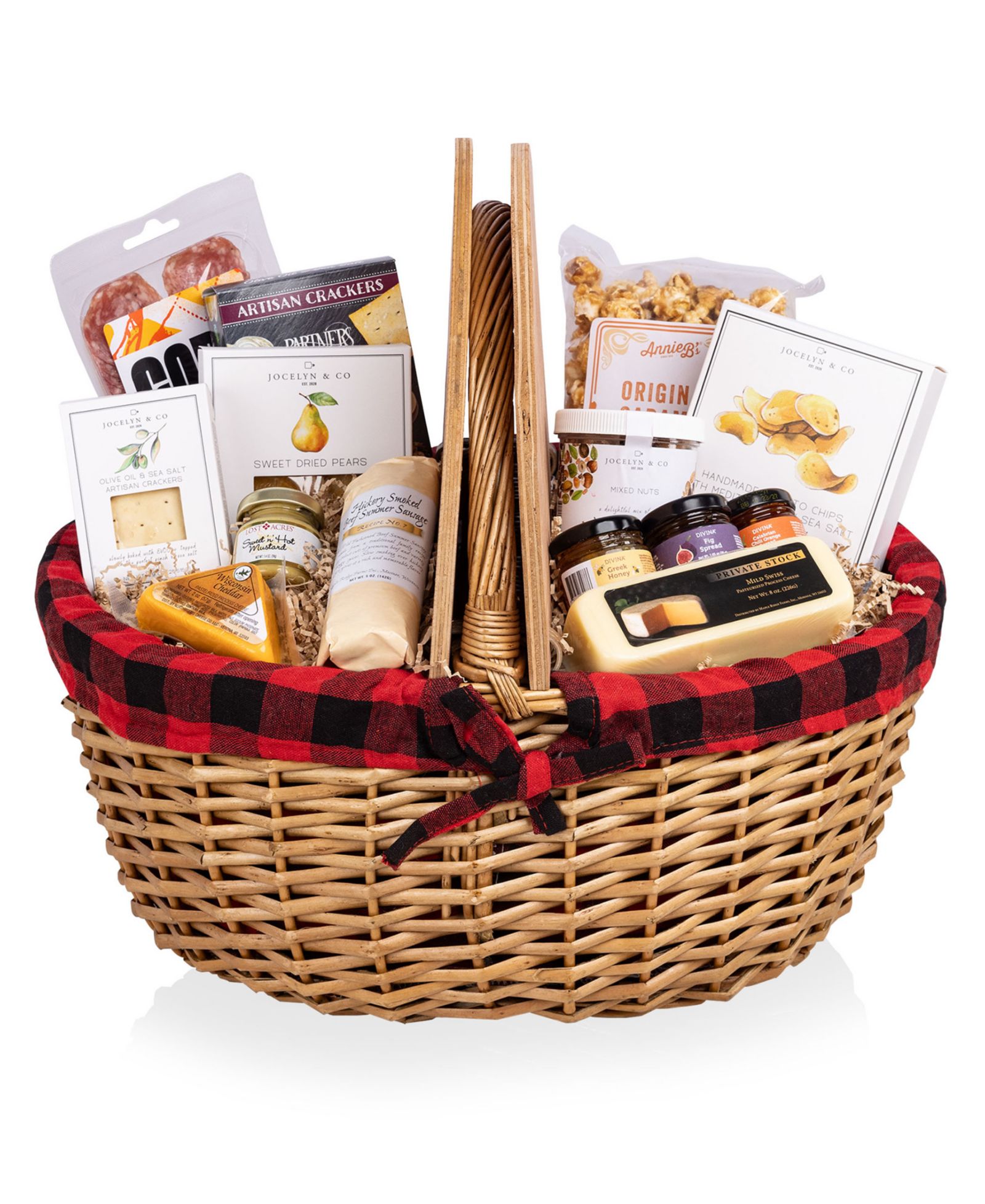 Picnic Time Country Basket with Gourmet Gift Pack, 14 Piece