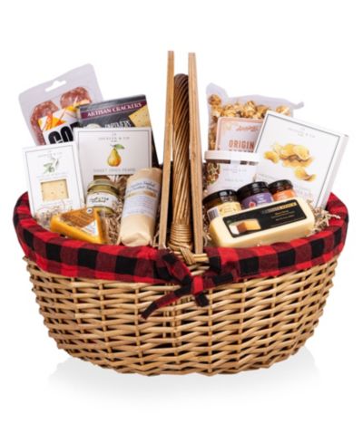 Picnic Time Country Basket with Gourmet Gift Pack, 14 Piece