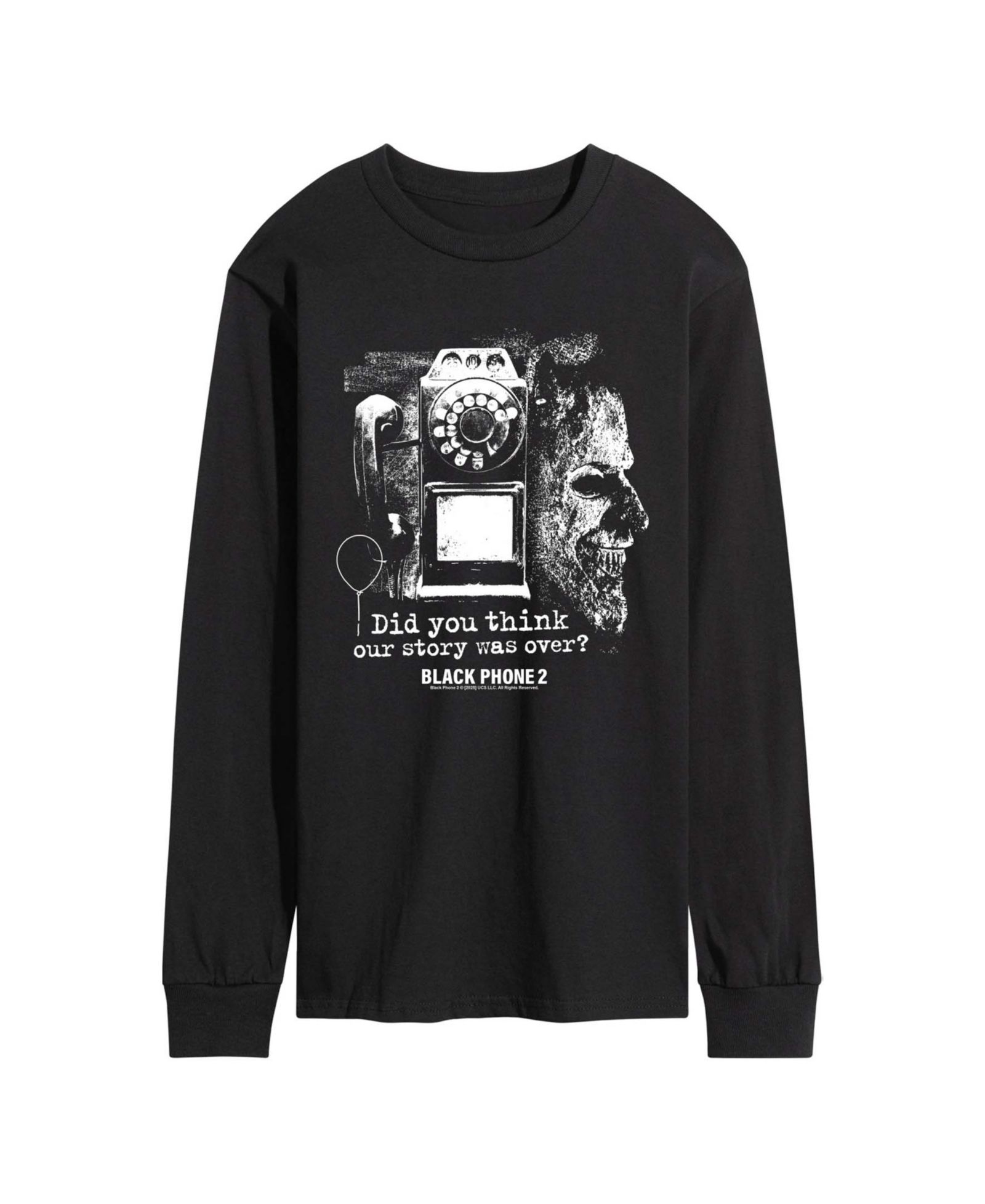 AIRWAVES Men's Black Phone 2 Collage Long-Sleeve Graphic T-Shirt