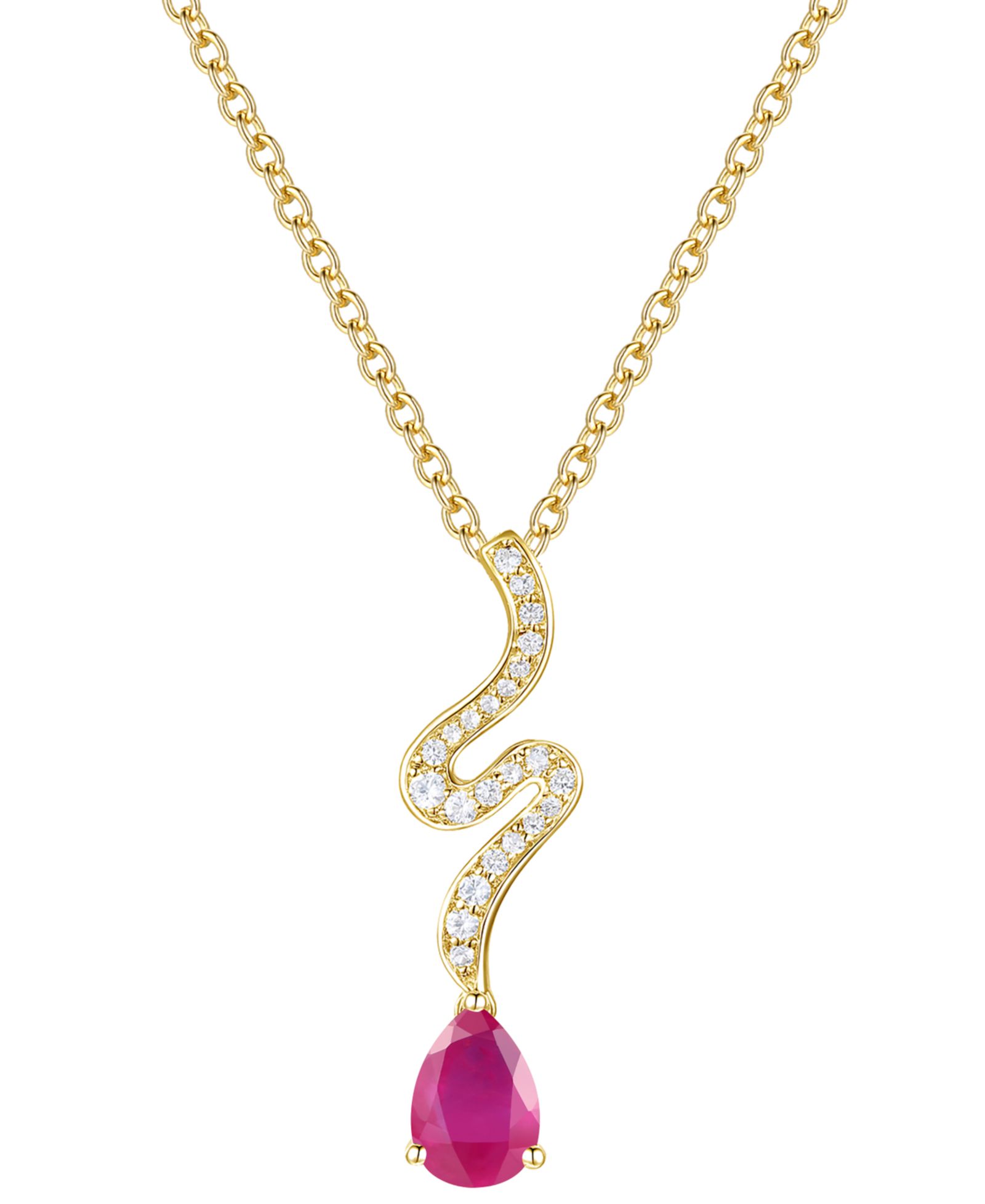 Подвеска-ожерелье Macy's Emerald & Diamond в желтом золоте 14k