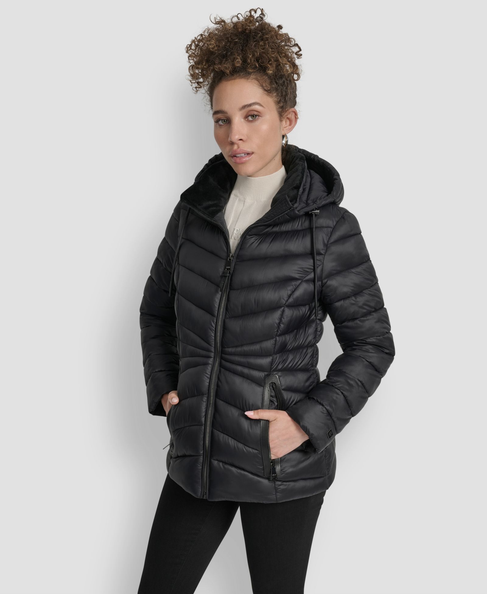 Женское пальто DKNY Stand Collar Zipper-Front