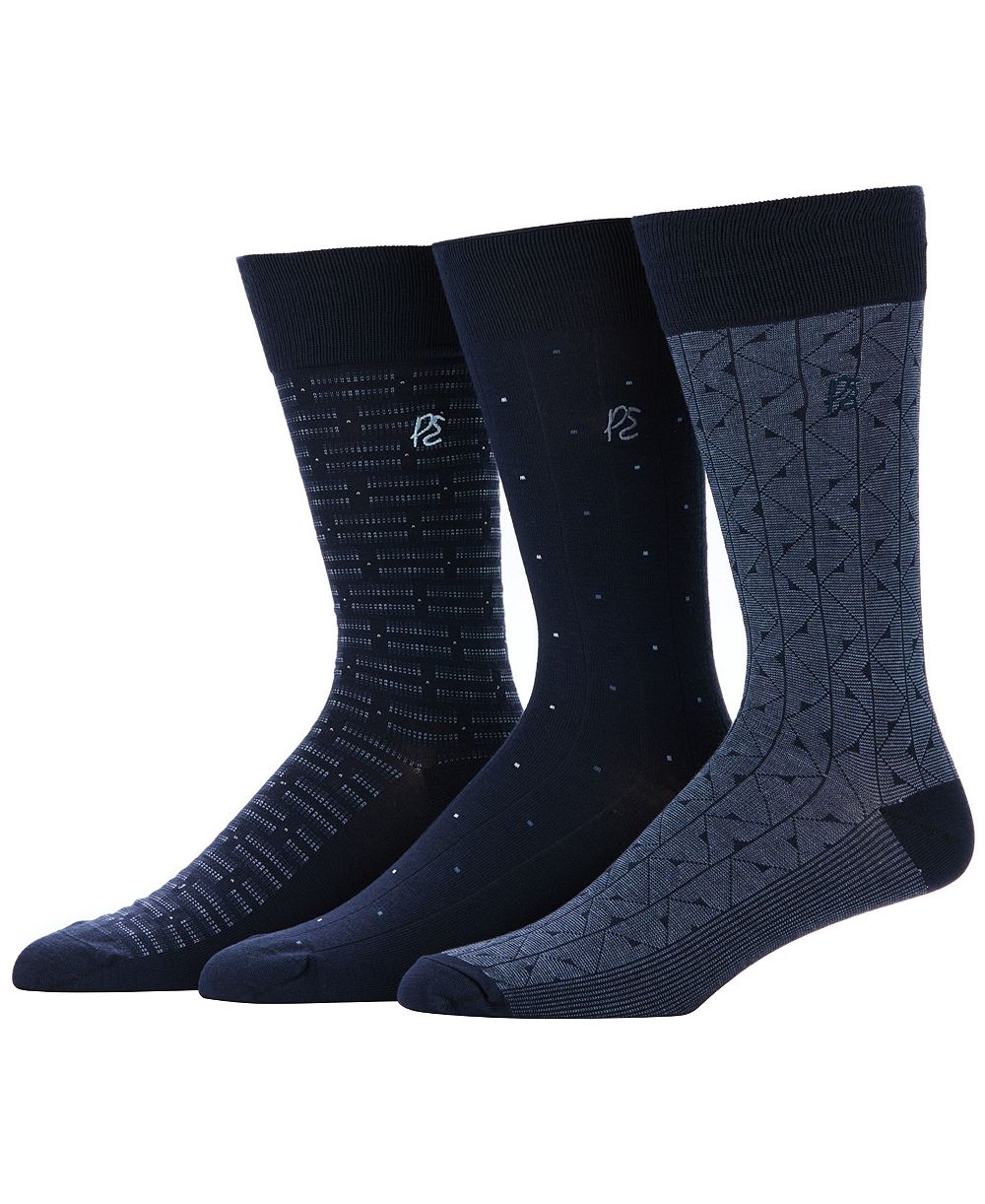 Perry Ellis Portfolio Men's Patterned Rib Mix Socks, 3-Pack