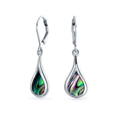 Серьги-подвески Bling Jewelry Iridescent Abalone Seashell Rain Drop из 925 Sterling Silver