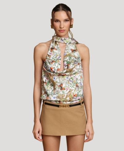 Avec Les Filles Women's Long-Tie Halter Top