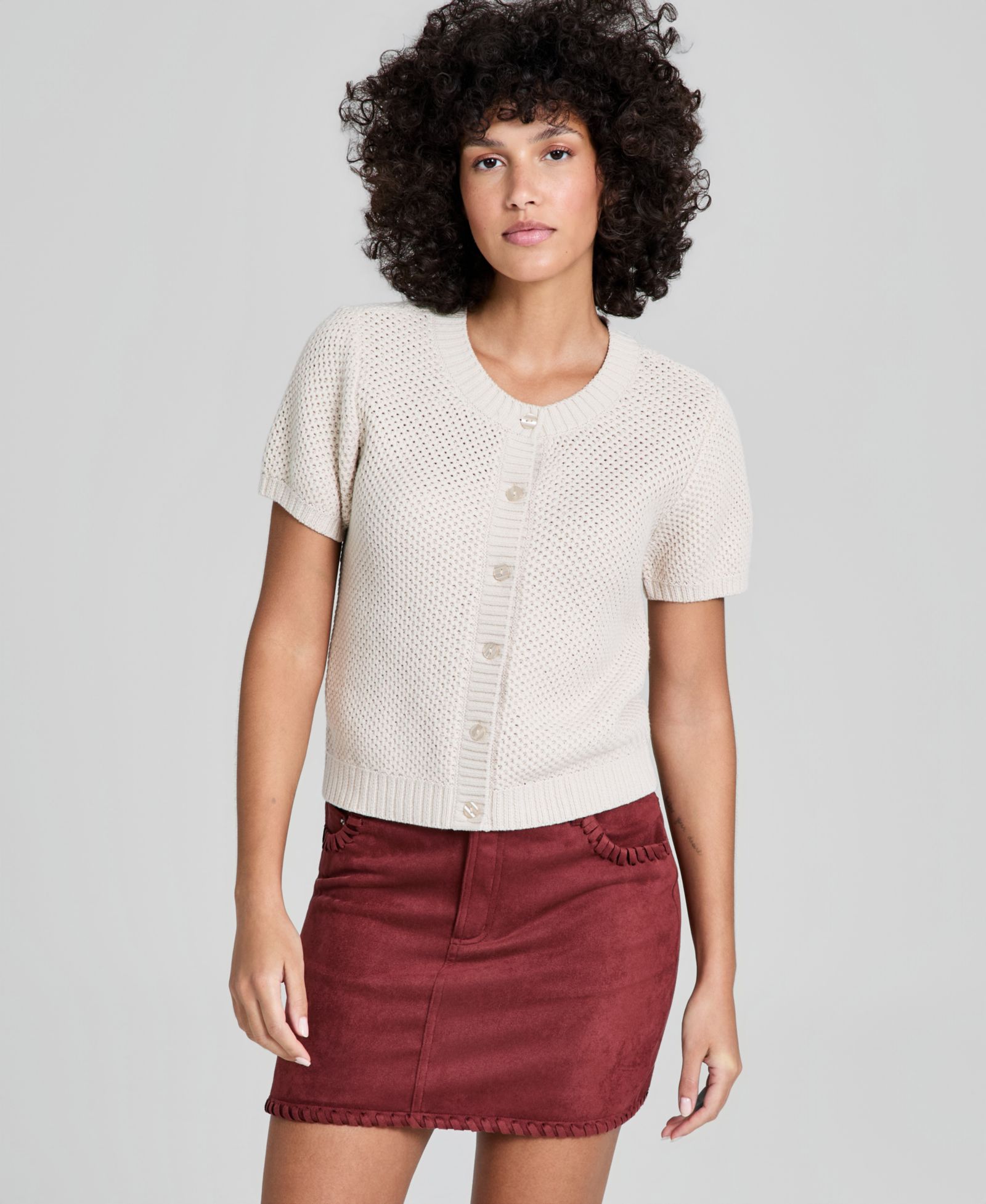 And Now This And Now This Women's Crewneck Button-Front Cardigan, Macy's Exclusive