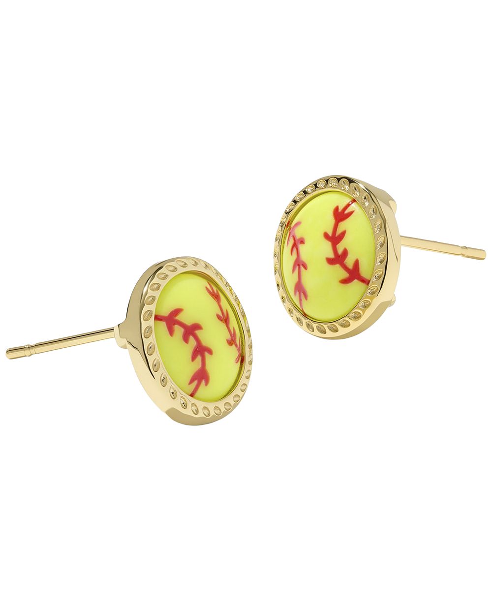 Серьги-гвоздики Kendra Scott с позолотой 14k в виде мяча для софтбола
