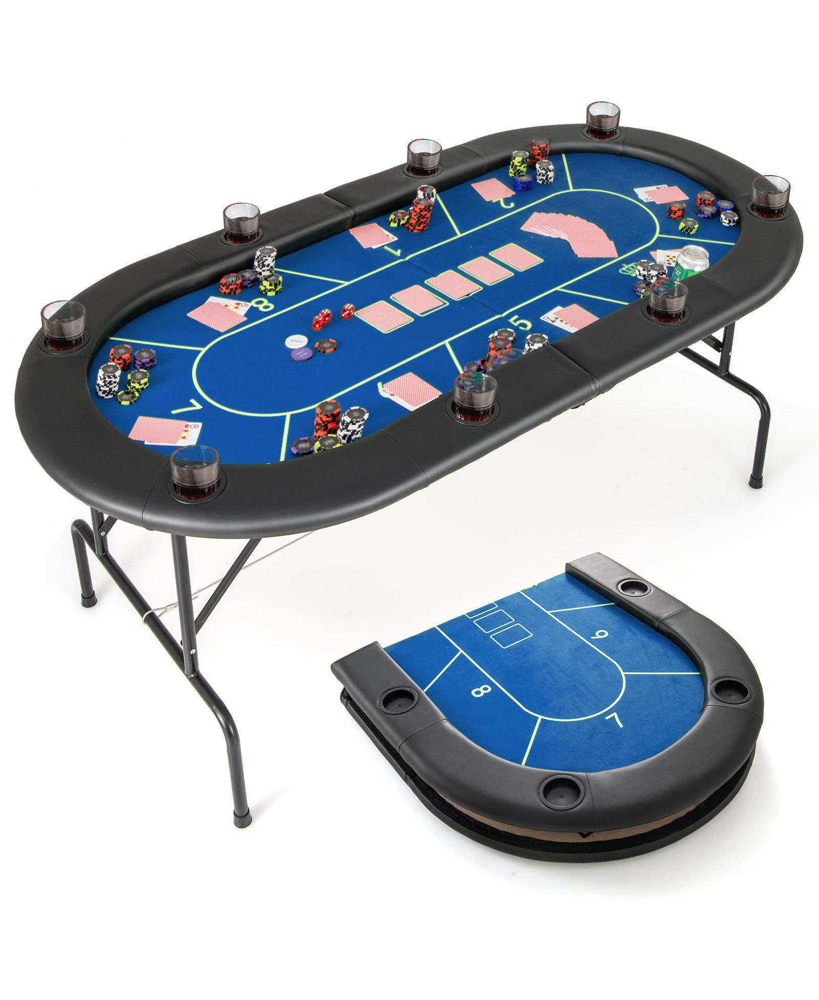 Складной стол для покера SUGIFT 72 x 36 x 30.5 Inch с 8 подстаканниками
