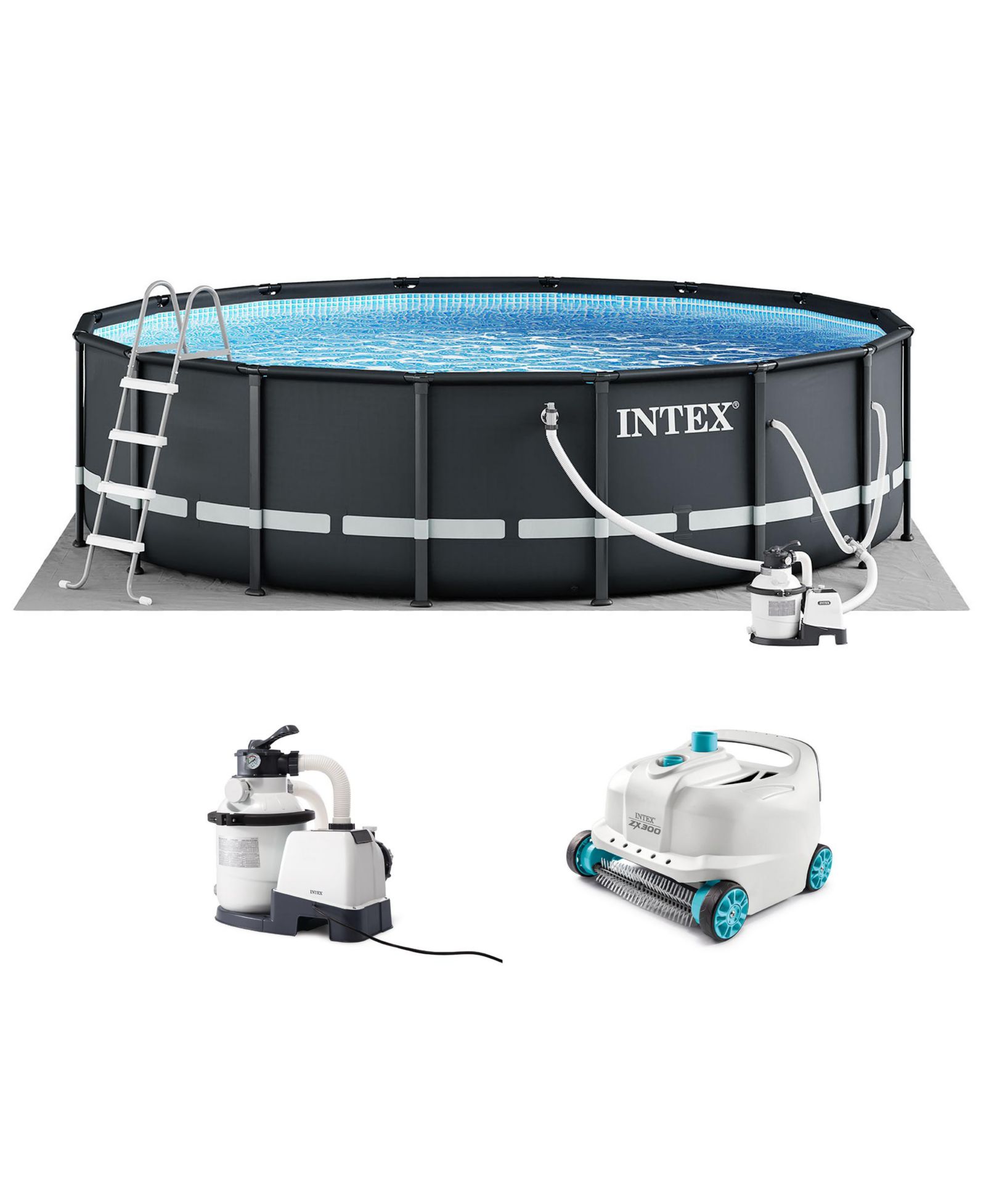 Набор с надувным бассейном Intex Ultra XTR 16ft x 48in Round Above Ground Pool Set w/ Pump and Robot Vacuum