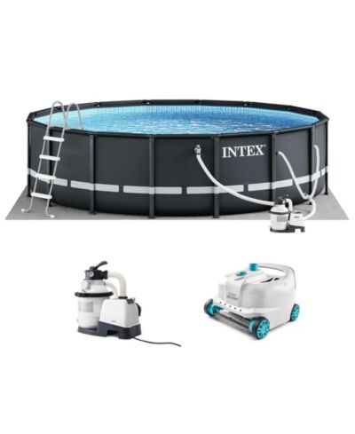 Набор с надувным бассейном Intex Ultra XTR 16ft x 48in Round Above Ground Pool Set w/ Pump and Robot Vacuum