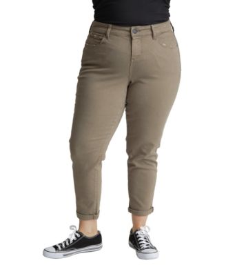 SLINK Jeans женские джинсы с высокой посадкой, закатанным подолом и длиной шагового шва 28 дюймов, цвет темно-оливковый