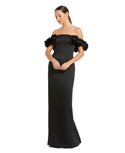 Женское вечернее платье-русалка Mac Duggal из сатина с 3D цветами