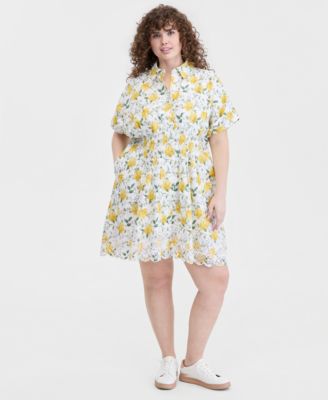 Женское мини-платье-рубашка On 34th Trendy Plus Size Lotus Sprigs Cutwork