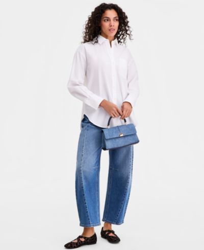 On 34th хлопковая рубашка Plus Size Bayside Stripe с пуговицами