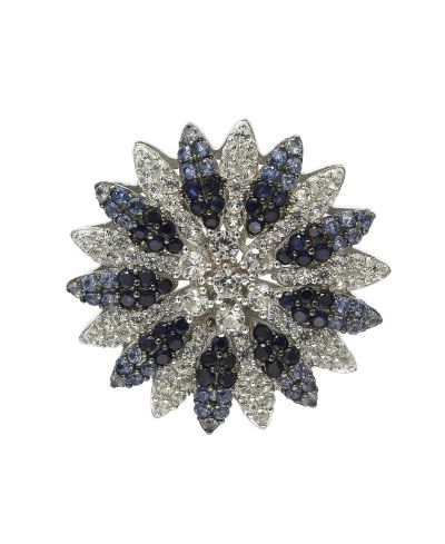 Suzy Levian New York Sterling Sapphire & Created Sapphire Pave Flower Brooch