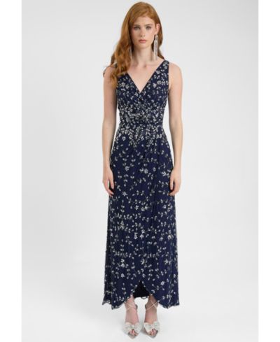 BEAUUT Women's Embellished Sequin Beaded Maxi Dress With Wrap Bottom