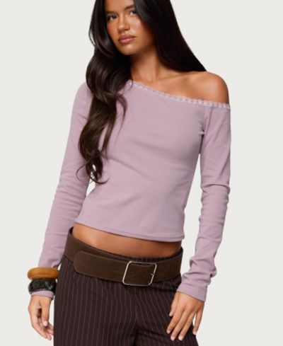 Edikted Women's Emmiline Lacey Off Shoulder Top