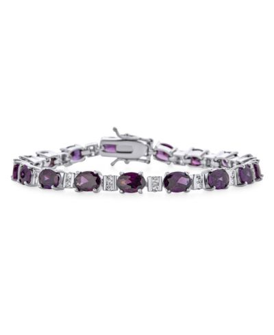 Bling Jewelry Винтажный браслет с фиолетовой цирконием CZ и овальными камнями, серебреное покрытие, 7 Inch