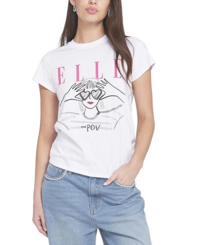 ELLE Collection Women's Heart Eyes Graphic Tee T-Shirt