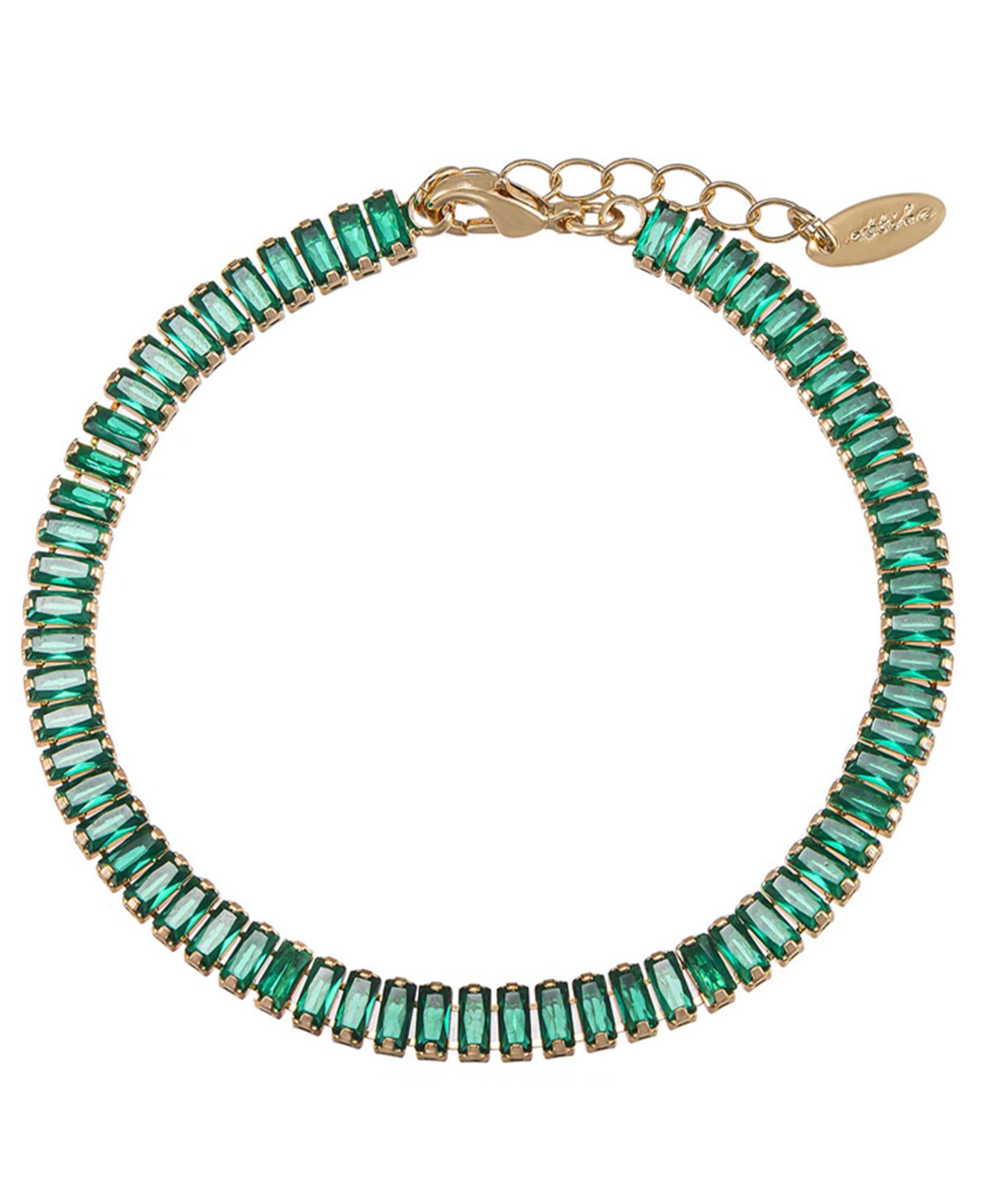 ETTIKA Rhinestone Baguette 18k Gold Plated Anklet