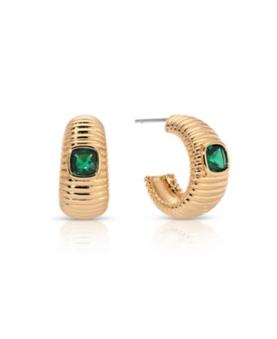 ETTIKA серьги-кольца Ribbed Emerald Medium