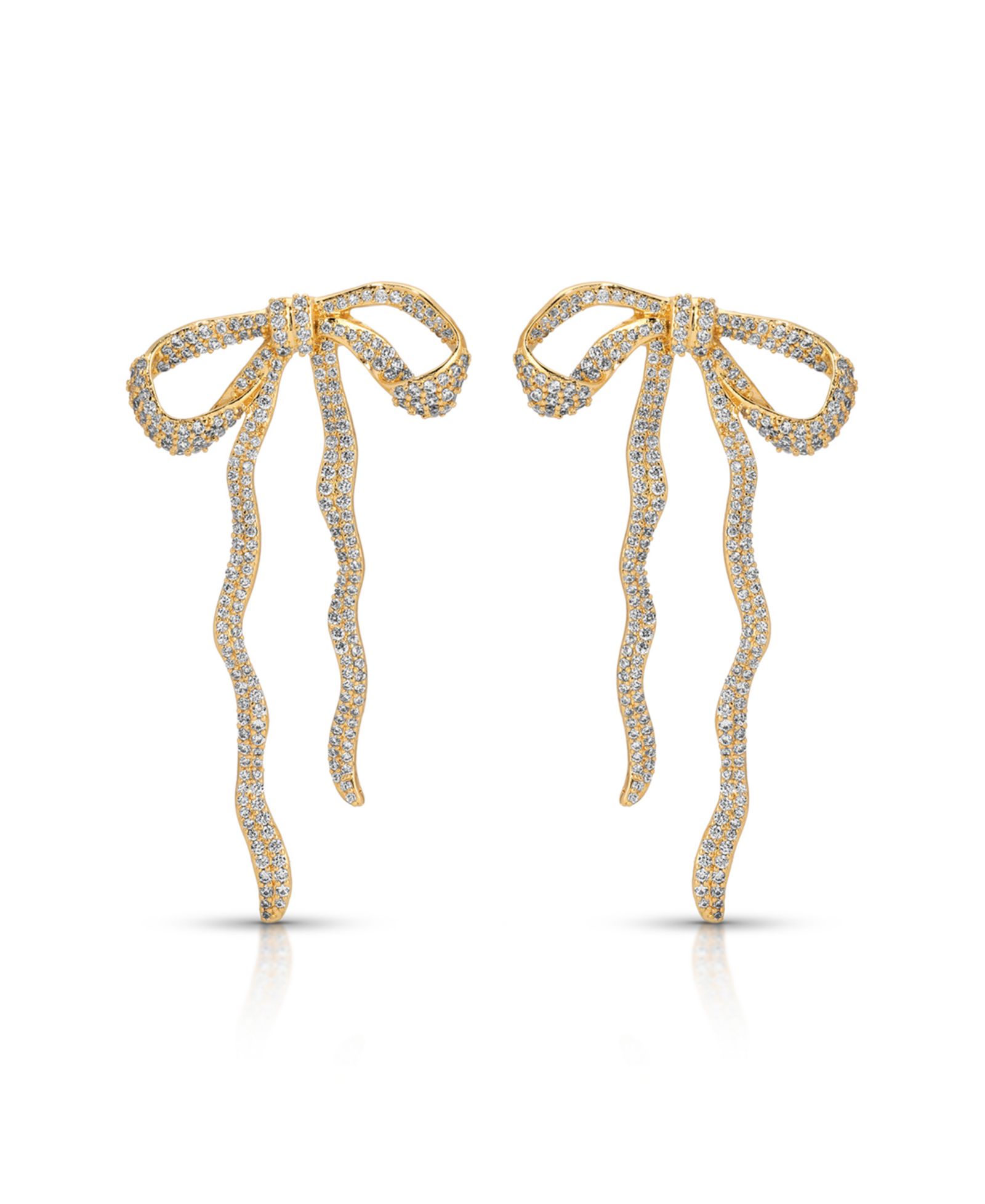 Серьги ETTIKA Gold Plated Pave Bow