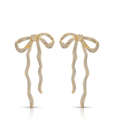 Серьги ETTIKA Gold Plated Pave Bow