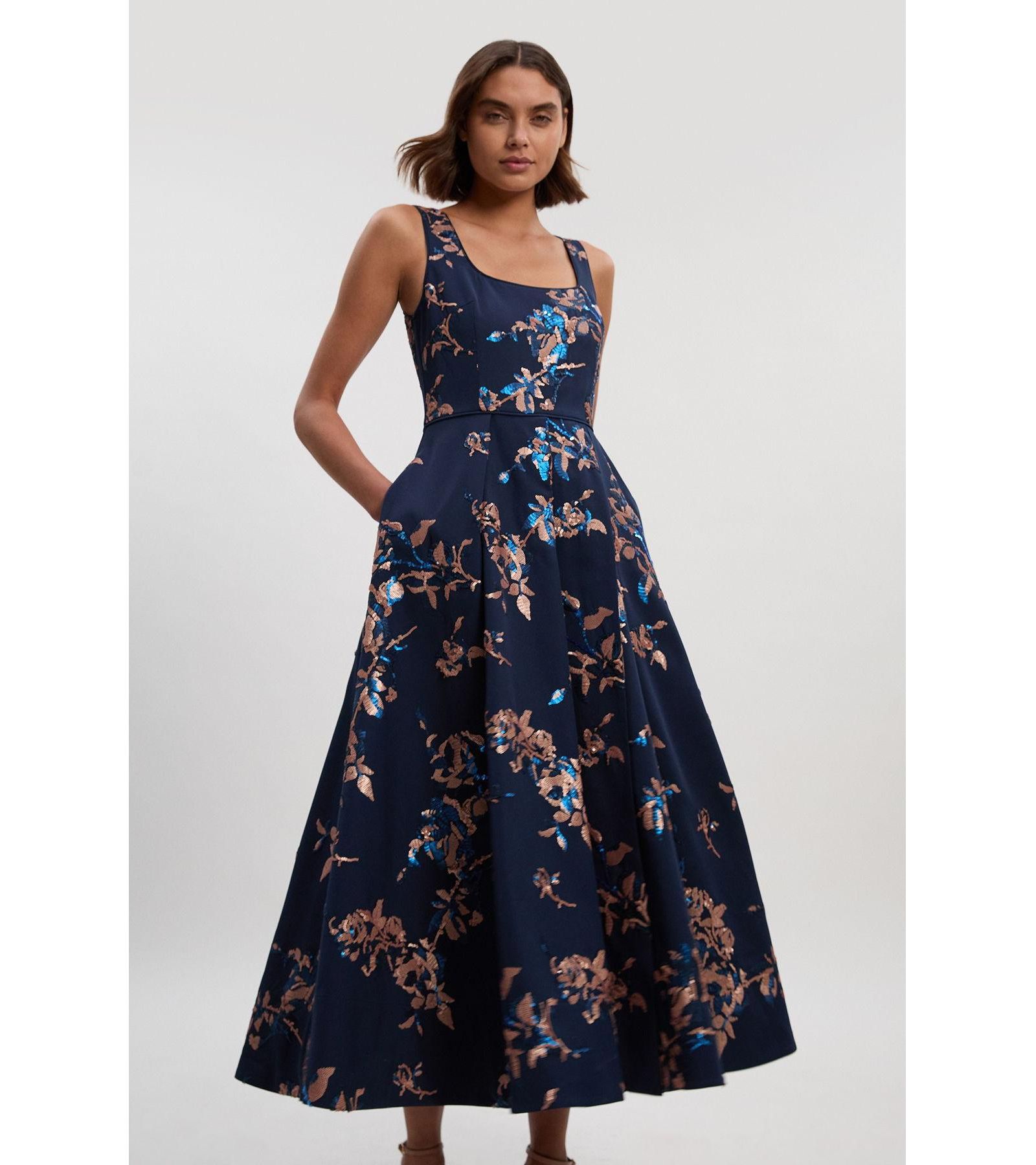 Karen Millen Women's Satin Sequin Prom Dress