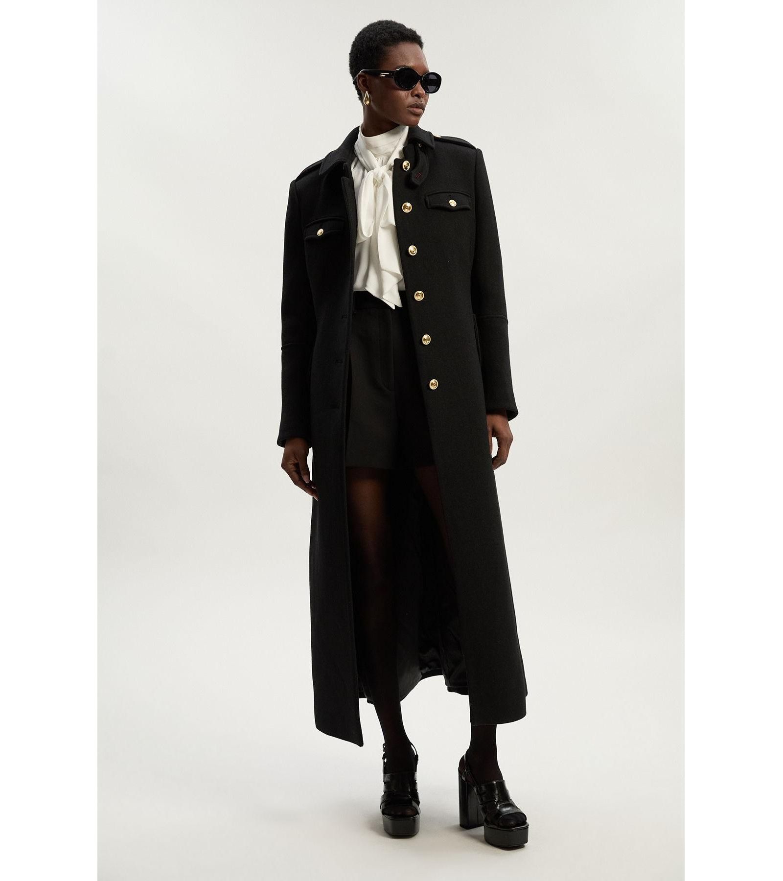 Karen Millen Women's Wool Military Tailored Maxi Coat