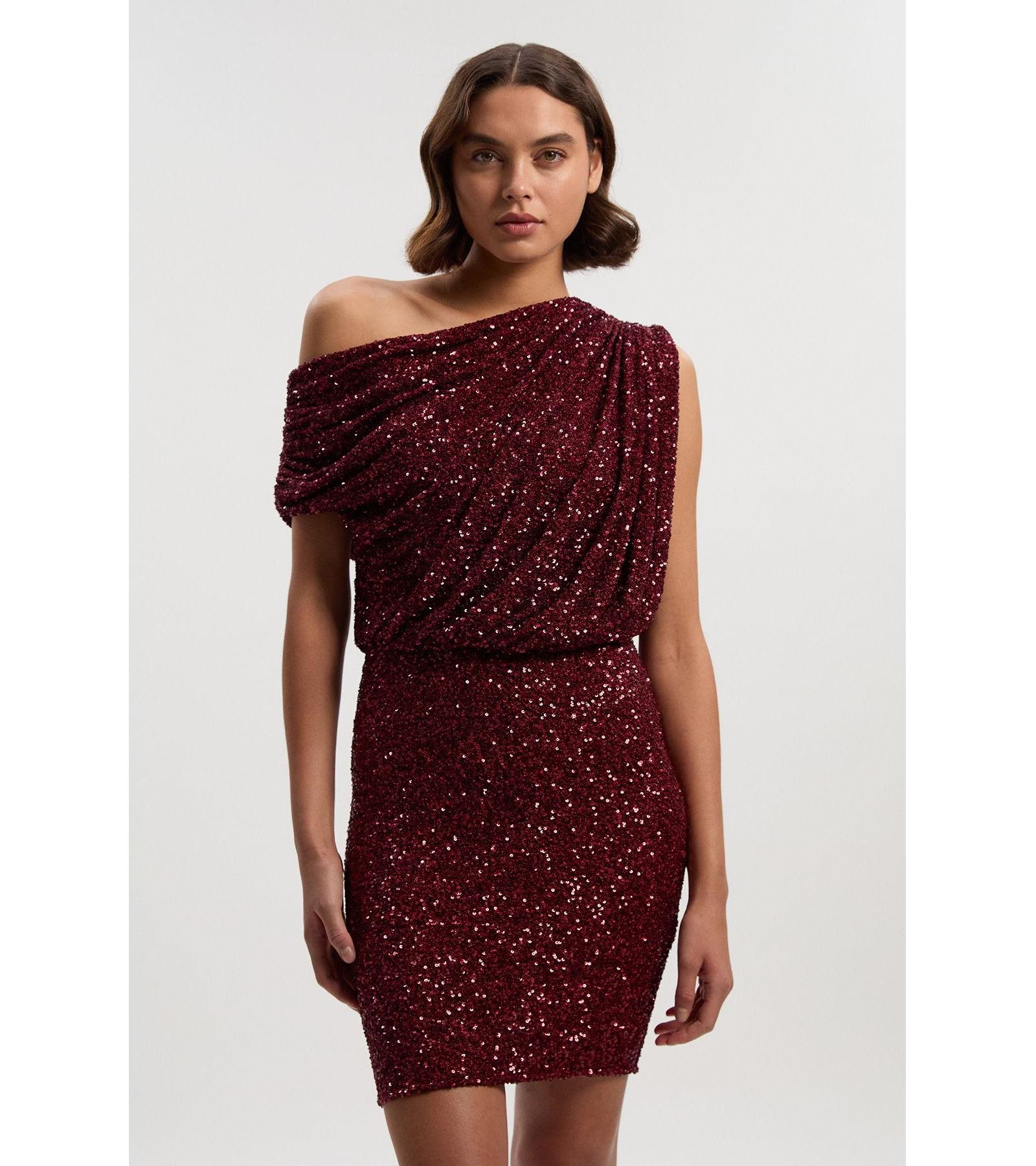 Karen Millen Women's одноплечное мини-платье с пайетками