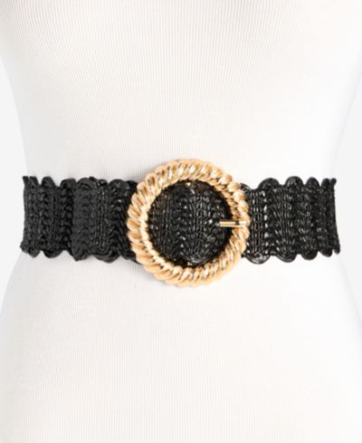 I.N.C. International Concepts Twisted Buckle Stretch Straw Belt, Macy's Exclusive