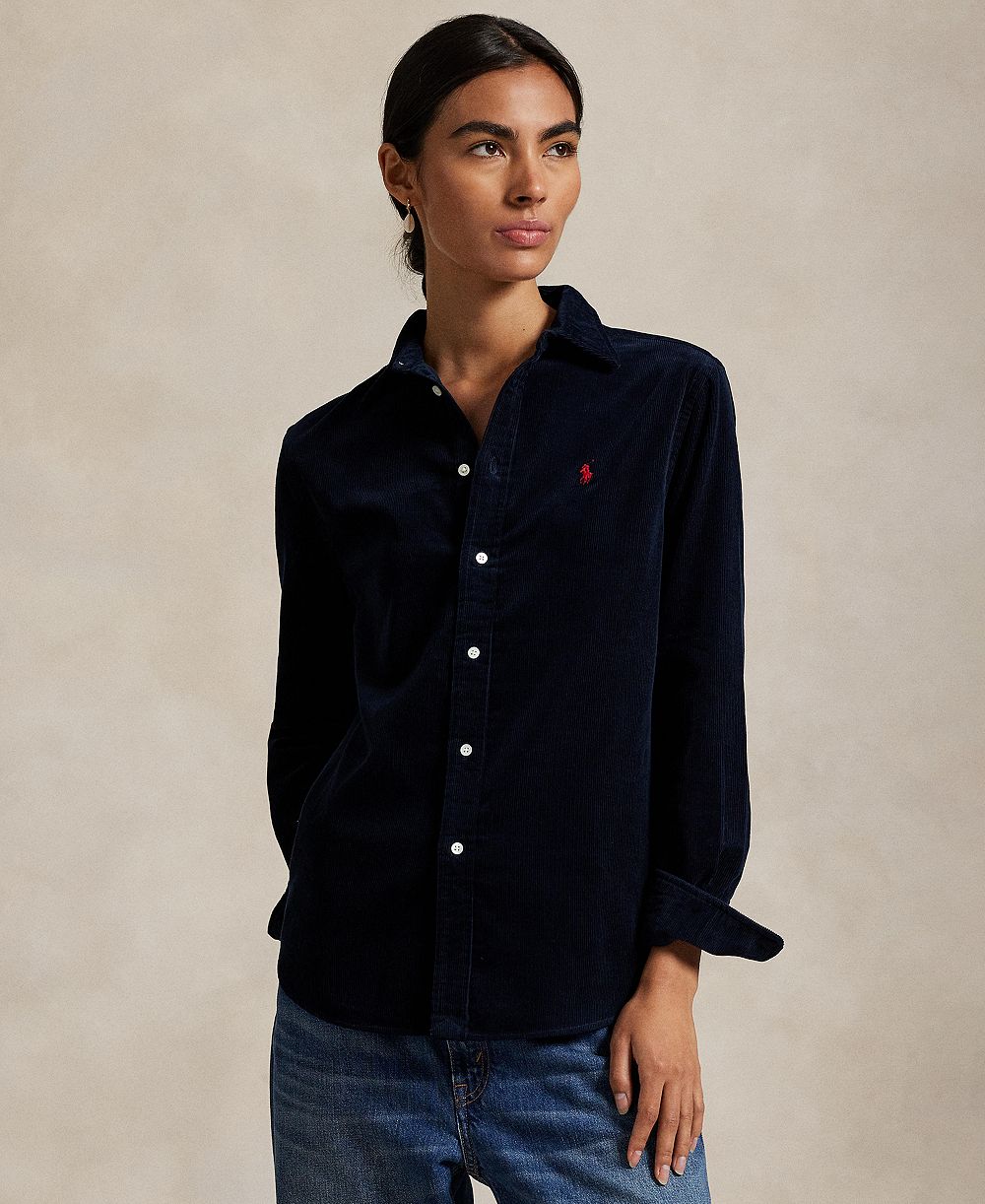 Женская рубашка Polo Ralph Lauren Classic-Fit из хлопка с вельветовой текстурой