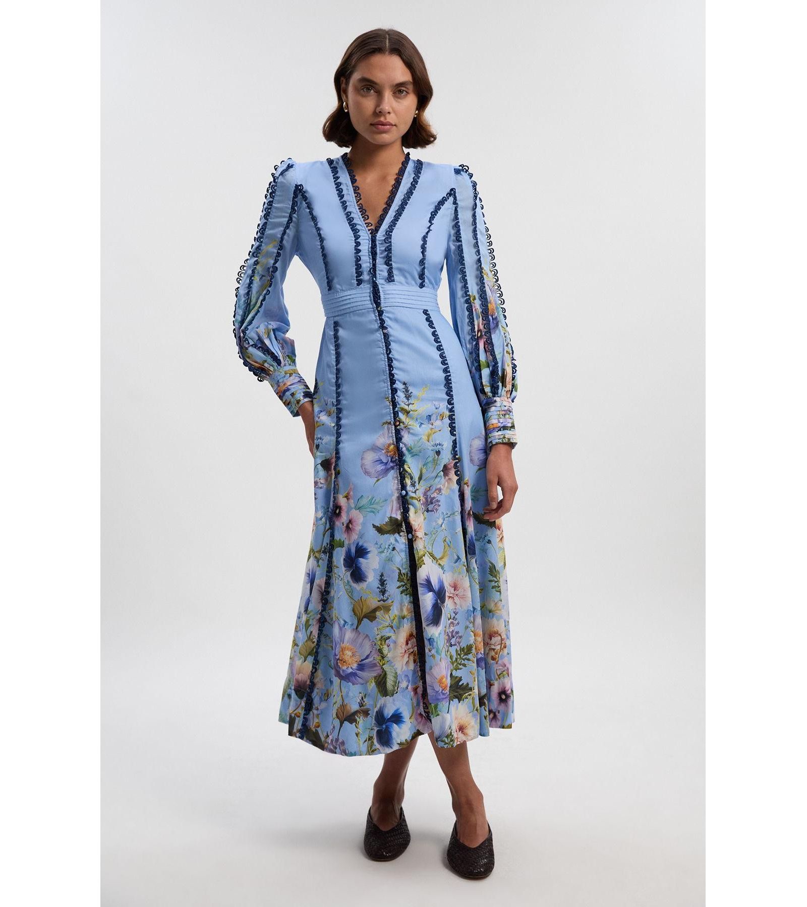 Karen Millen Женское макси-платье с цветочным принтом и V-образным вырезом