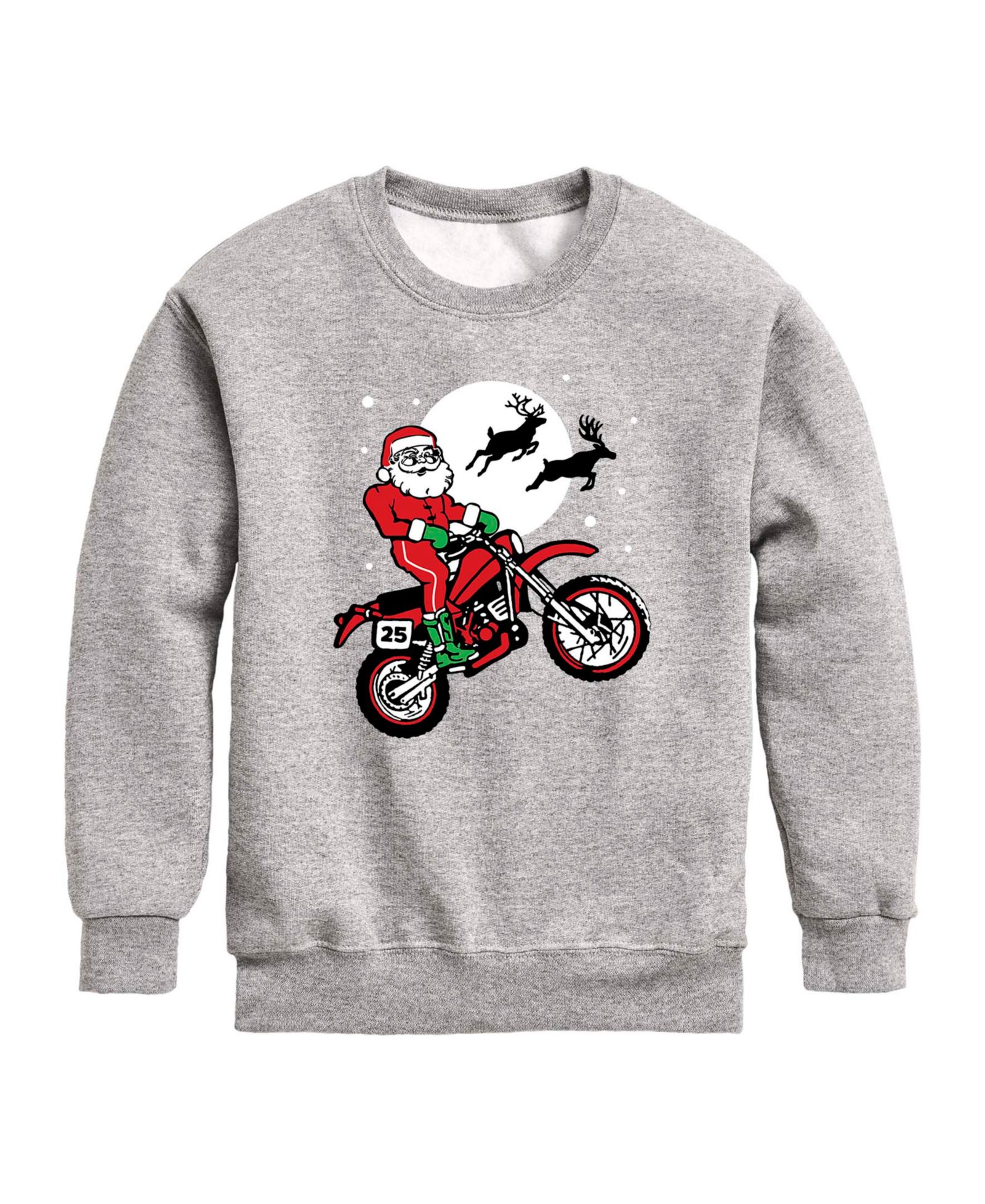 Instant Message Детский свитшот с принтом Santa Dirt Bike на длинный рукав