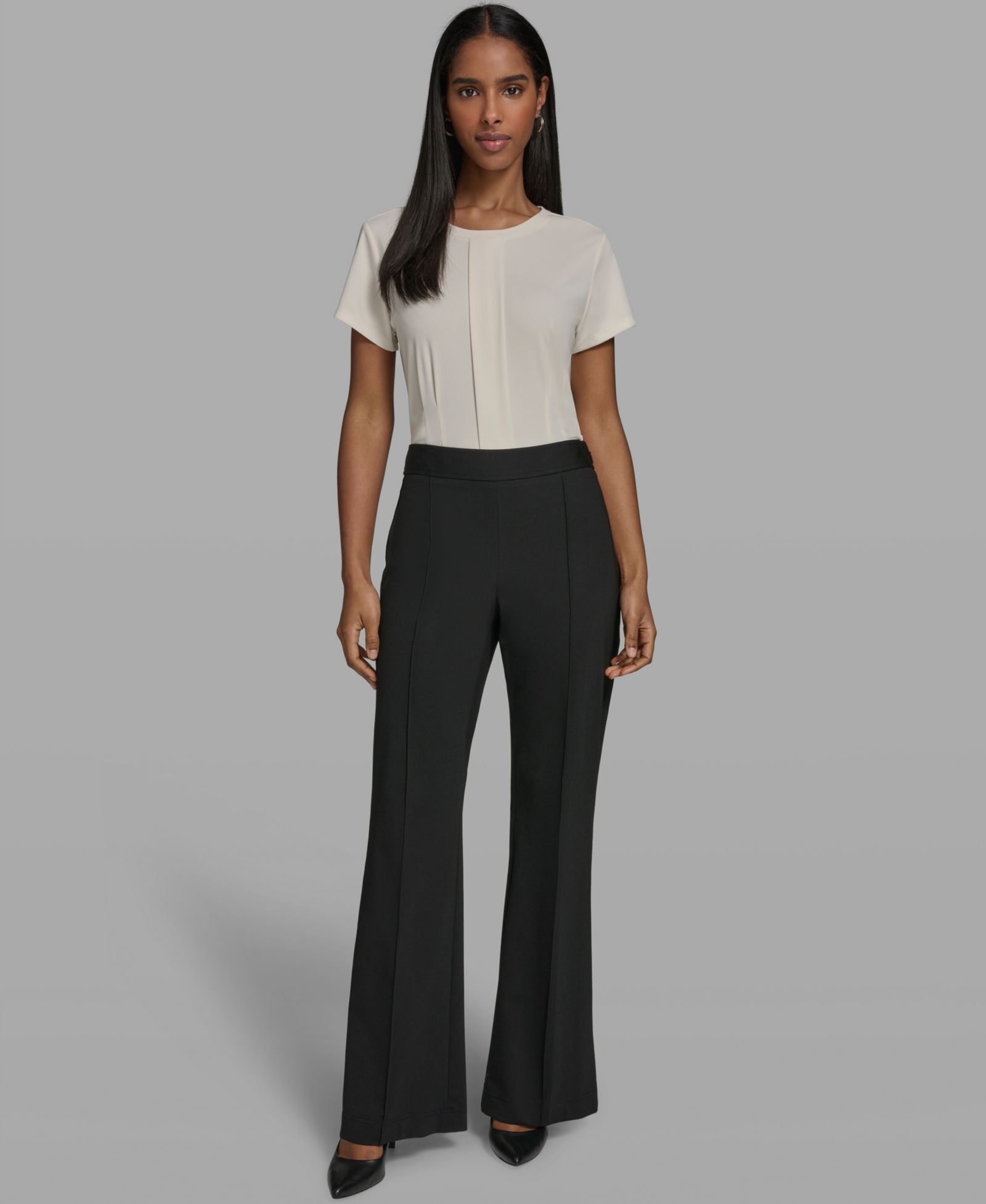 KARL LAGERFELD PARIS Women's Mid-Rise Wide-Leg Pants