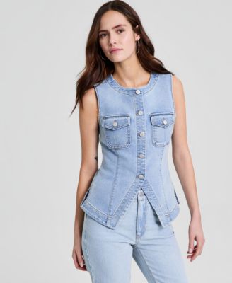 And Now This Women's Denim Sleeveless Flyaway Vest, Macy's Exclusive