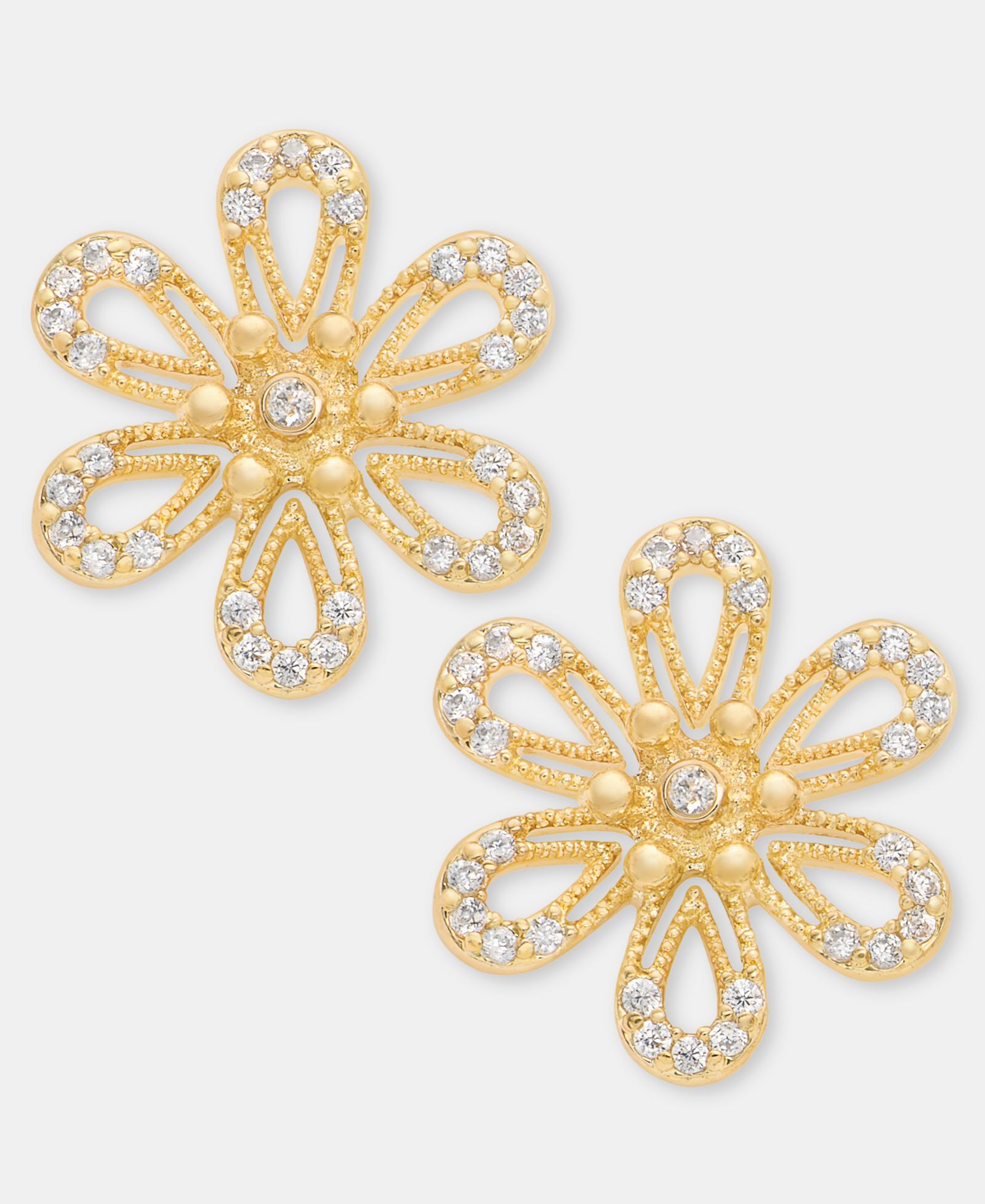 lonna & lilly Gold-Tone Pavé Openwork Flower Stud Earrings