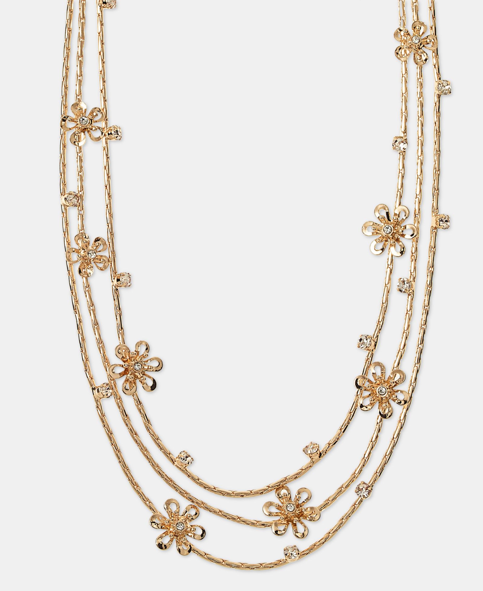 Многослойное колье lonna & lilly Gold-Tone Crystal Flower, 16" + 3" extender