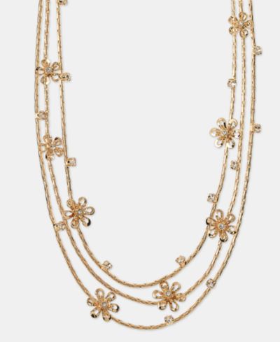 Многослойное колье lonna & lilly Gold-Tone Crystal Flower, 16" + 3" extender