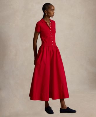 Polo Ralph Lauren Women's Hybrid Mesh Polo Collar A-Line Dress