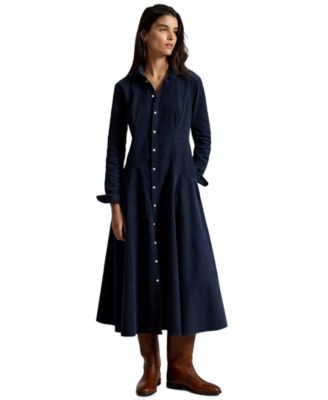 Polo Ralph Lauren Women's Ls Tyler Dr Corduroy A-Line Midi Dress