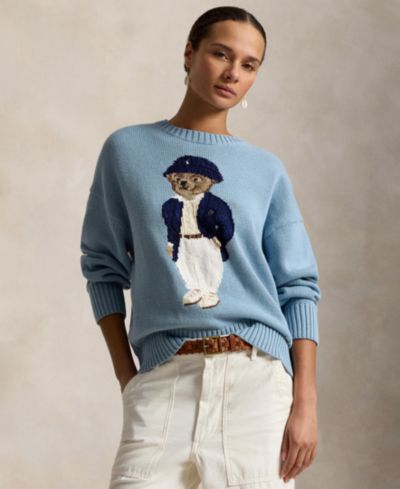 Женский оверсайз свитер Polo Ralph Lauren Polo Bear с круглым вырезом
