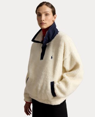 Polo Ralph Lauren Women's Polo Bear High-Pile Fleece Funnel Neck Jacket